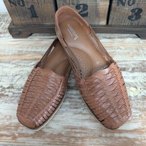 Sunsteps Hand Woven Leather Huarache Slip On Flats Size 11 NWOT